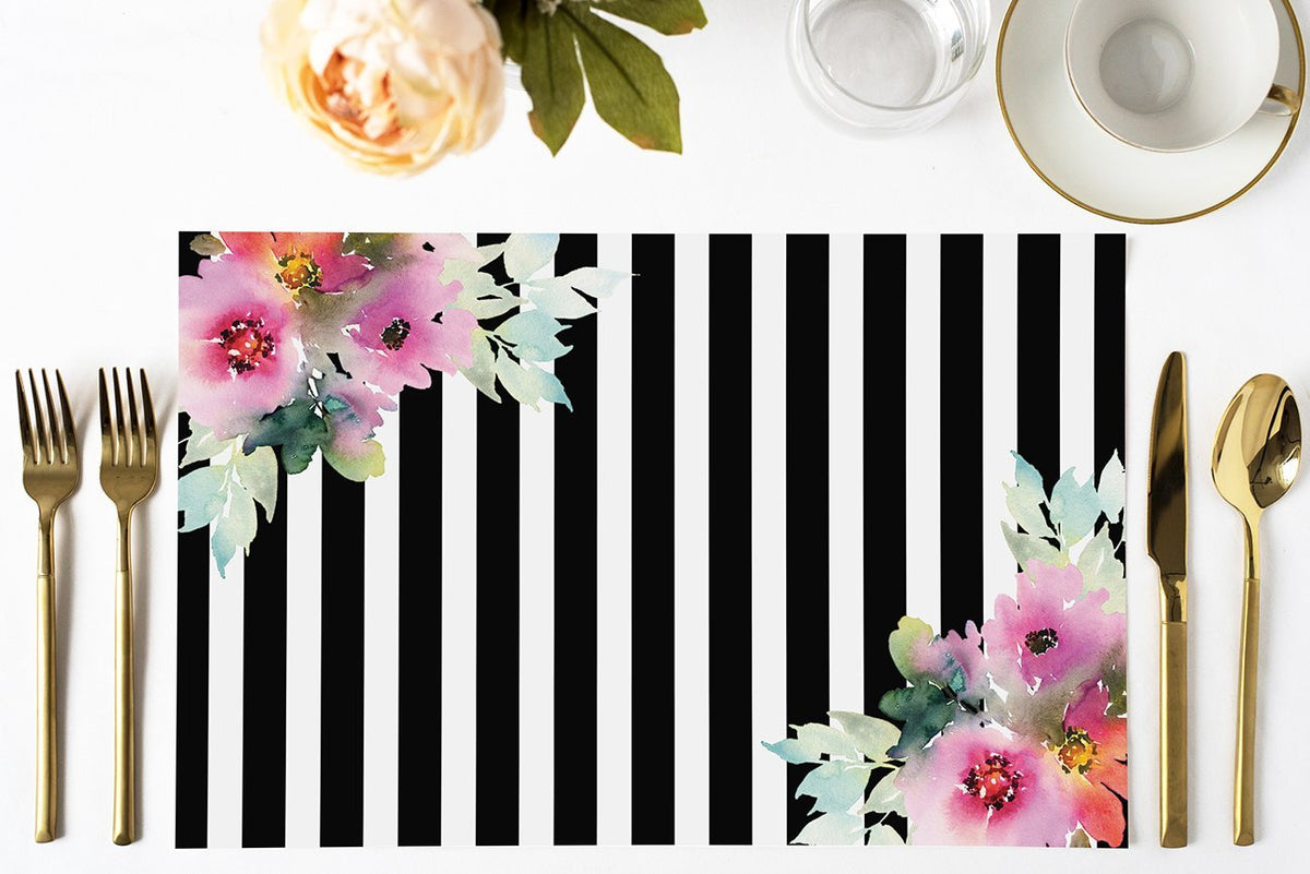 Striped Placemats Black and White Paper Striped Placemats Digibuddha