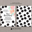 Load image into Gallery viewer, Elegant Black Dots and Pink Floral Bridal Shower Invitation featuring chic polka dots and pink florals by Digibuddha.
