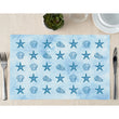 Load image into Gallery viewer, Beach Party Paper Placemats with Blue Seashells and Starfish by Digibuddha