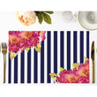 Load image into Gallery viewer, Bright Blooms Paper Placemats Floral and Stripes by Digibuddha