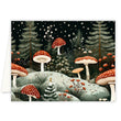Load image into Gallery viewer, Woodland Mushrooms Folded Holiday Card featuring mushroom illustration, moonlight forest scene, personalized with family name
