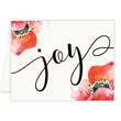 Load image into Gallery viewer, Elegant joy red floral holiday card with watercolor design, blank inside for personalized messages, boxed set of 10