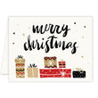 Load image into Gallery viewer, Festive Merry Christmas presents holiday card, modern design with presents graphic, blank inside, boxed set of 10