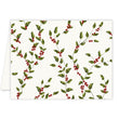 Load image into Gallery viewer, Festive mistletoe holly berry Christmas card, modern design with red and green vines pattern, blank inside, boxed set of 10