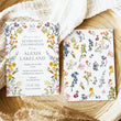 Load image into Gallery viewer, Spring wildflower frame retirement party invitations with pressed floral design and whimsical botanical accents