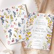 Load image into Gallery viewer, Spring wildflower frame retirement party invitations with pressed floral design and whimsical botanical accents