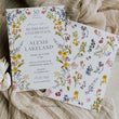 Load image into Gallery viewer, Spring wildflower frame retirement party invitations with pressed floral design and whimsical botanical accents