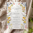 Load image into Gallery viewer, Spring wildflower frame engagement party invitations with pressed floral design and whimsical botanical accents.