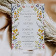 Load image into Gallery viewer, Spring wildflower frame engagement party invitations with pressed floral design and whimsical botanical accents.