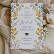 Load image into Gallery viewer, Spring wildflower frame flat graduation announcement cards with pressed floral design and whimsical botanical accents.