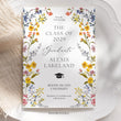 Load image into Gallery viewer, Spring wildflower frame flat graduation announcement cards with pressed floral design and whimsical botanical accents.
