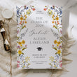 Load image into Gallery viewer, Spring wildflower frame flat graduation announcement cards with pressed floral design and whimsical botanical accents.