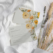 Load image into Gallery viewer, Yellow floral wildflower wedding suite with printed invitations, RSVP, and directions cards, perfect for a spring or rustic wedding.
