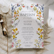 Load image into Gallery viewer, Elegant baptism invitation with spring wildflower frame, pressed floral design, and whimsical garden theme.
