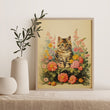 Load image into Gallery viewer, Flower Patch Vintage Cat Art Print