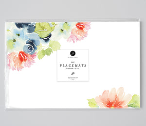 Delicate Florals Paper Placemats for Garden Party Bridal Shower by Digibuddha