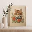 Load image into Gallery viewer, Vintage Orange Tabby Cat with Blue Bow Art Print