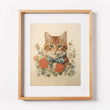 Load image into Gallery viewer, Vintage Orange Tabby Cat with Blue Bow Art Print