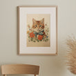 Load image into Gallery viewer, Vintage Orange Tabby Cat with Blue Bow Art Print
