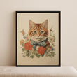 Load image into Gallery viewer, Vintage Orange Tabby Cat with Blue Bow Art Print