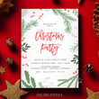 Load image into Gallery viewer, Image of holly festive Christmas party invitations, 5x7 inch, featuring vibrant red and green colors with a modern design, customizable for holiday events, showing detailed holly and evergreen illustrations, indicating easy personalization options and quick delivery for customers planning Christmas celebrations.