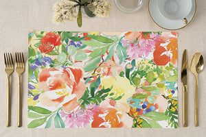 Colorful Watercolor Flowers Disposable Paper Placemats Boho Wedding Decor