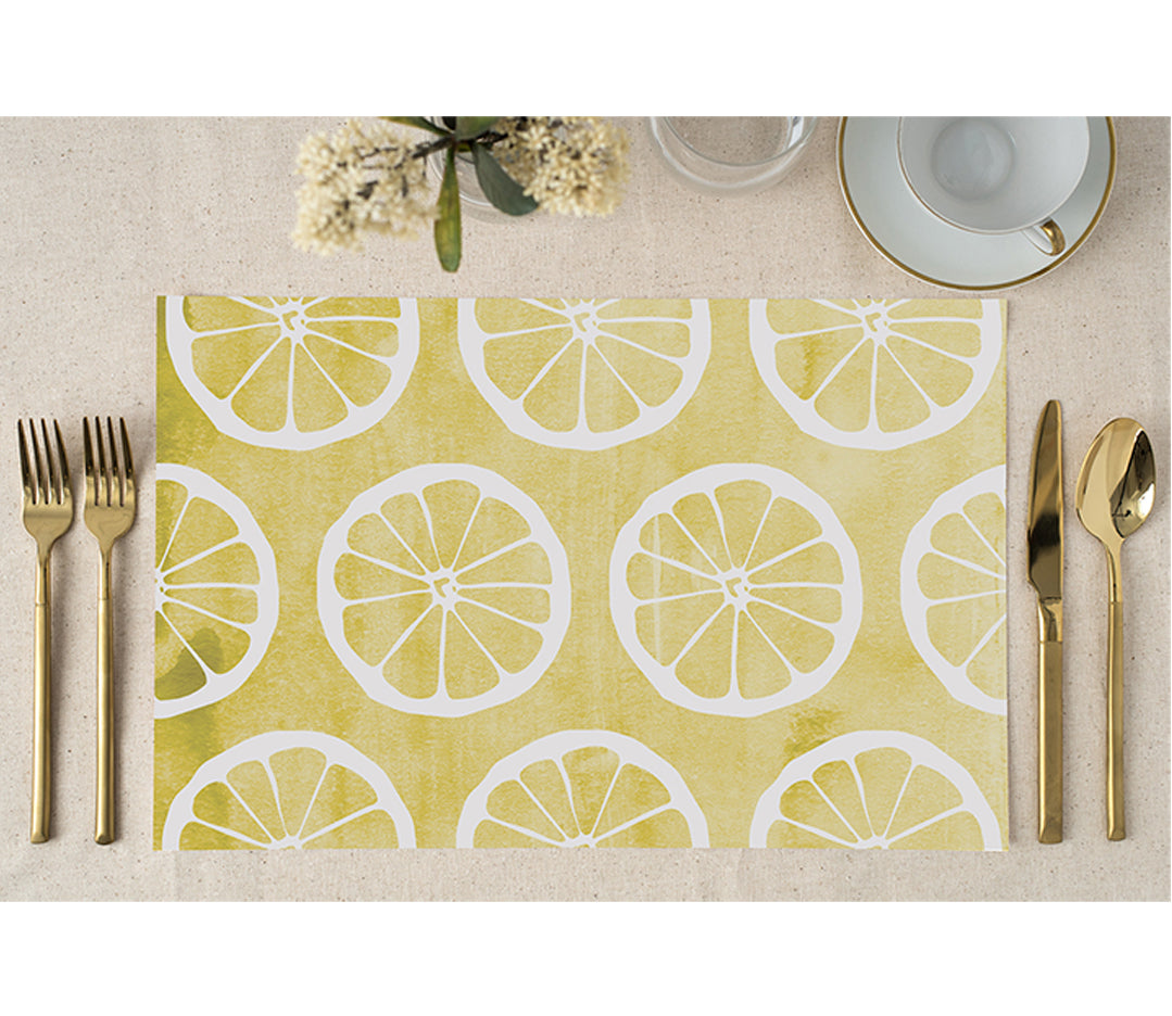 Yellow Lemon Slices Paper Placemats Digibuddha