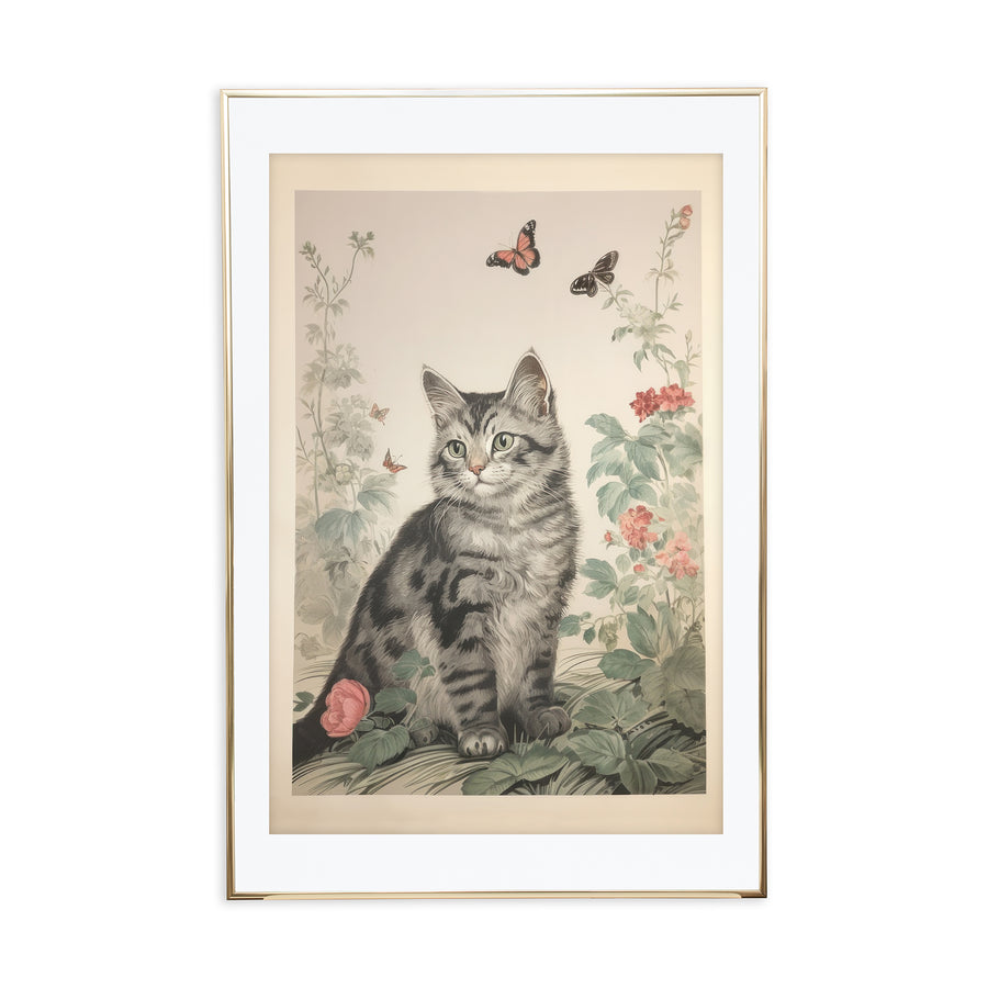 Misty Petalwhisker Vintage Cat Art Print