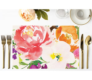 Opulent Florals Paper Placemats for Dining Table Decor
