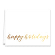 Load image into Gallery viewer, Elegant faux gold script happy holidays Christmas card, featuring a minimalist white and gold design.