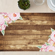 Load image into Gallery viewer, Pink floral wood paper placemats with rustic wood and pink roses design, perfect for table settings and special occasions.