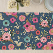 Load image into Gallery viewer, Dark navy flowers garden placemats with vibrant florals, perfect for modern dining, bridal showers, and garden tea parties.