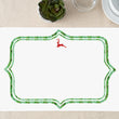 Load image into Gallery viewer, A pack of red reindeer Christmas paper placemats with a Christmas green border, showcasing elegant and festive boho design elements perfect for holiday dining.
