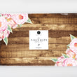 Load image into Gallery viewer, Pink floral wood paper placemats with rustic wood and pink roses design, perfect for table settings and special occasions.