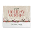 Load image into Gallery viewer, Rustic Warm Holiday Wishes Christmas Cards with snowfall design, earth tones, and personalized family name by Digibuddha