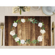 Load image into Gallery viewer, Rustic Rose Ring Paper Placemats Cream White Roses for Dining Table Decor by Digibuddha