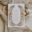 Load image into Gallery viewer, Floral garden wedding suite with wildflower and botanical accents, including wedding invitations, RSVP, and directions cards.