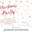Load image into Gallery viewer, Red and gold snowflake design on a Christmas party invitation with elegant red script font, showcasing the festive and jolly theme of the holiday season.