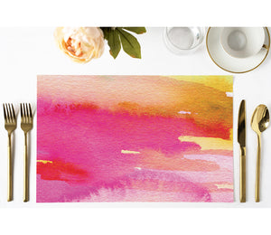 Vivid Pink Painterly Paper Placemats for Fun Bridal Shower by Digibuddha