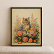 Load image into Gallery viewer, Flower Patch Vintage Cat Art Print