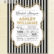 Load image into Gallery viewer, Glitter Accents + Black Stripes Bridal Shower Invitations by Digibuddha, perfect for a chic, glam, and modern celebration.