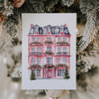 Load image into Gallery viewer, Pink Christmas House Folded Holiday Cards