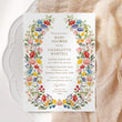 Load image into Gallery viewer, Colorful wildflower baby shower invitation card for garden theme celebration, blending purple, green, yellow, and pink florals, perfect for spring or summer boho-themed baby showers.