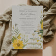 Load image into Gallery viewer, Elegant Petals and Prosecco Bridal Shower Invitation with whimsical yellow wildflowers and pastel greenery, perfect for a garden party theme.