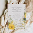 Load image into Gallery viewer, Elegant Petals and Prosecco Bridal Shower Invitation with whimsical yellow wildflowers and pastel greenery, perfect for a garden party theme.