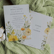 Load image into Gallery viewer, Elegant bridal shower invitation with pastel yellow, sage green, and wildflower watercolor design, perfect for a whimsical garden party theme.