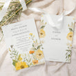 Load image into Gallery viewer, Elegant bridal shower invitation with pastel yellow, sage green, and wildflower watercolor design, perfect for a whimsical garden party theme.