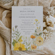 Load image into Gallery viewer, Elegant bridal shower invitation with pastel yellow, sage green, and wildflower watercolor design, perfect for a whimsical garden party theme.