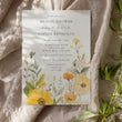 Load image into Gallery viewer, Elegant bridal shower invitation with pastel yellow, sage green, and wildflower watercolor design, perfect for a whimsical garden party theme.