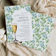 Load image into Gallery viewer, French Blue Petals and Prosecco Bridal Shower Invitation
